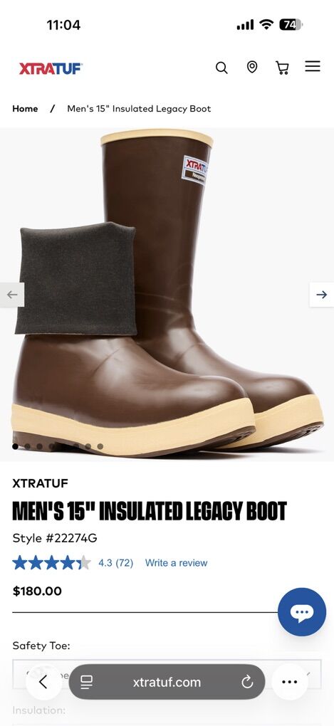 Xtratuf Men's 15 Insulated Legacy Boot Size 12