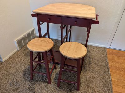 Breakfast Cart Drop-Leaf Table With Barstools
