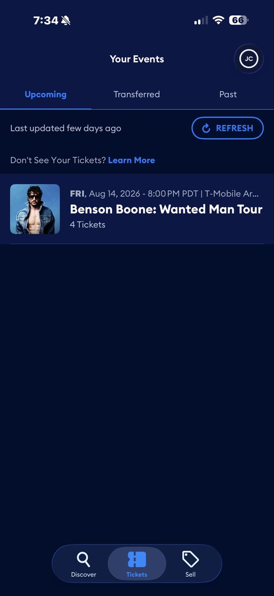 Benson Boone: Wanted Man Tour Las Vegas GA Ticket - August 14, 2026