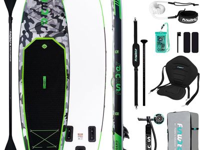 Brand New Inflatable Stand Up Paddle Board EVERYTHING YOU NEED Bundle- Factory Sealed - Green Camo