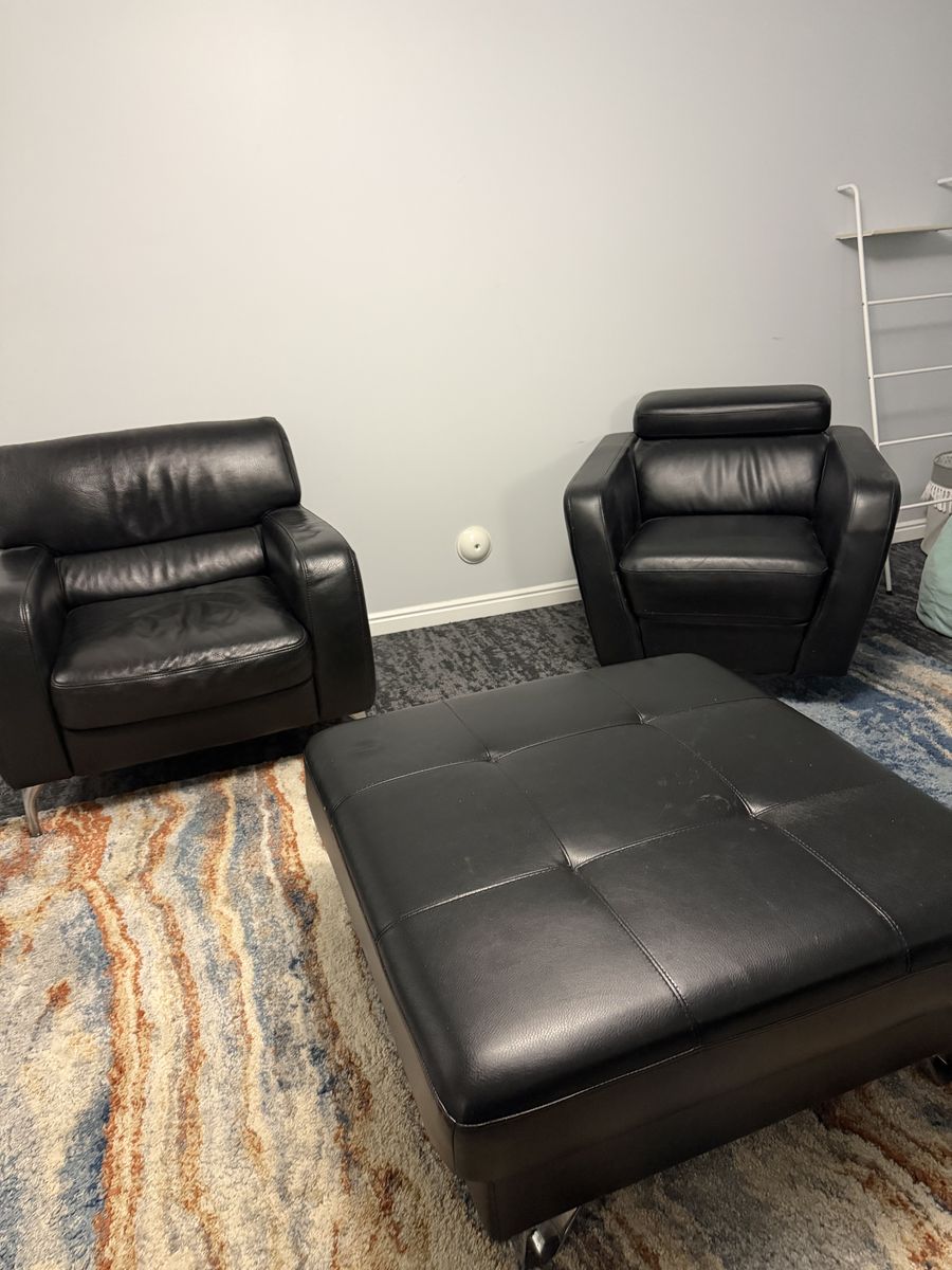 Leather Chairs And Ottoman
