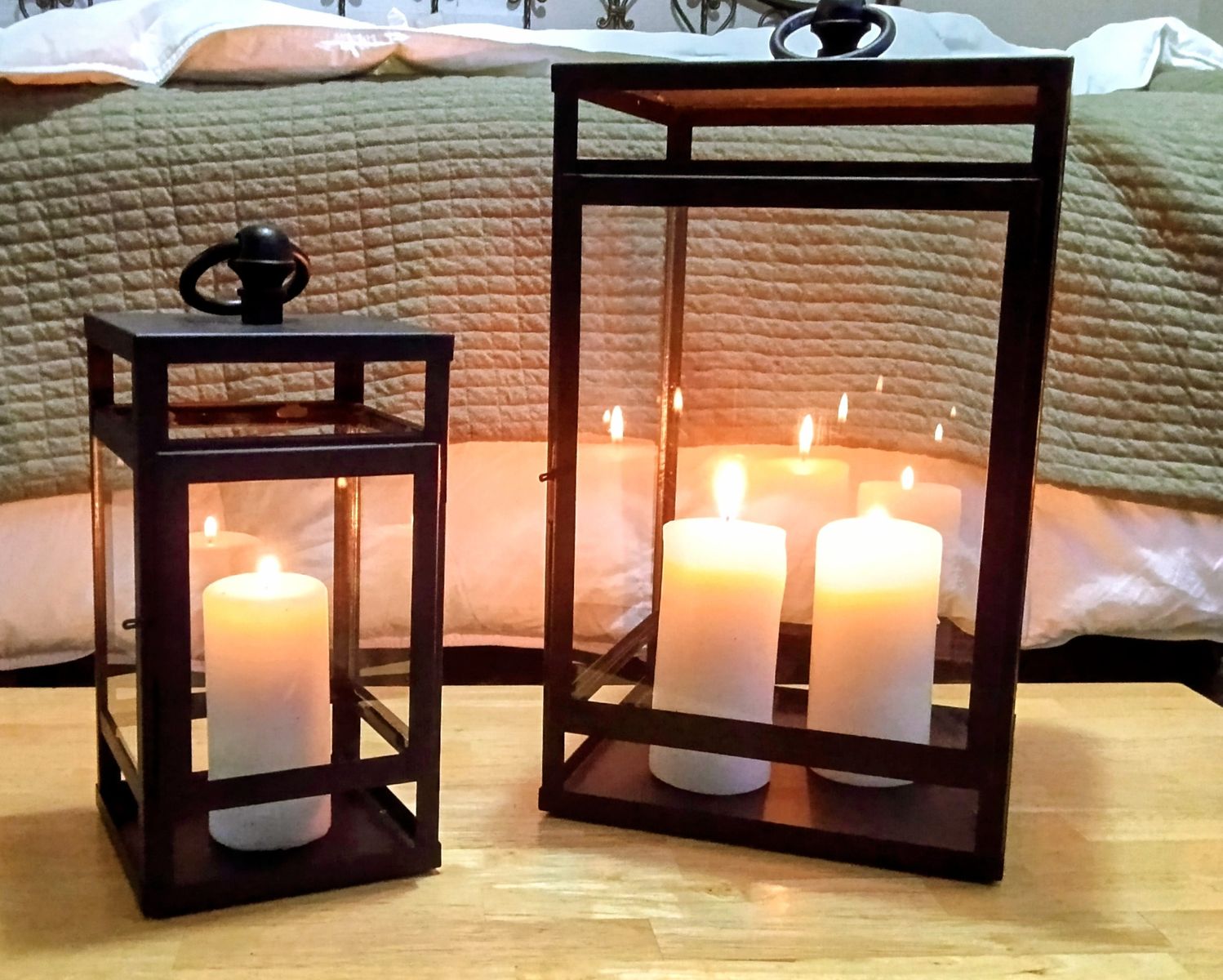 Set of 2 Pottery Barn Glass Candle Lanterns