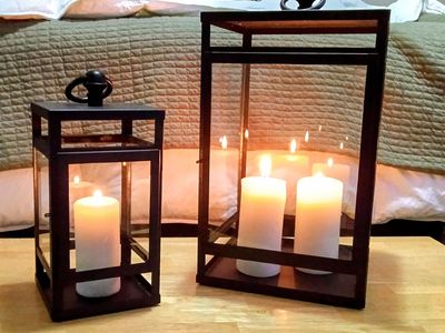 Set of 2 Pottery Barn Glass Candle Lanterns
