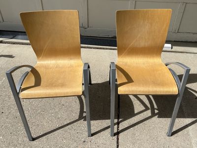 (2) Bent Wood Chairs, Mid-Century Modern Style by EQ3