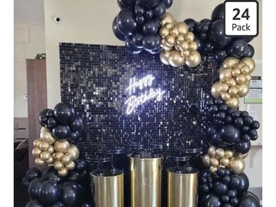 2 sets/boxes of 24 pieces black shimmer wall photo back drop