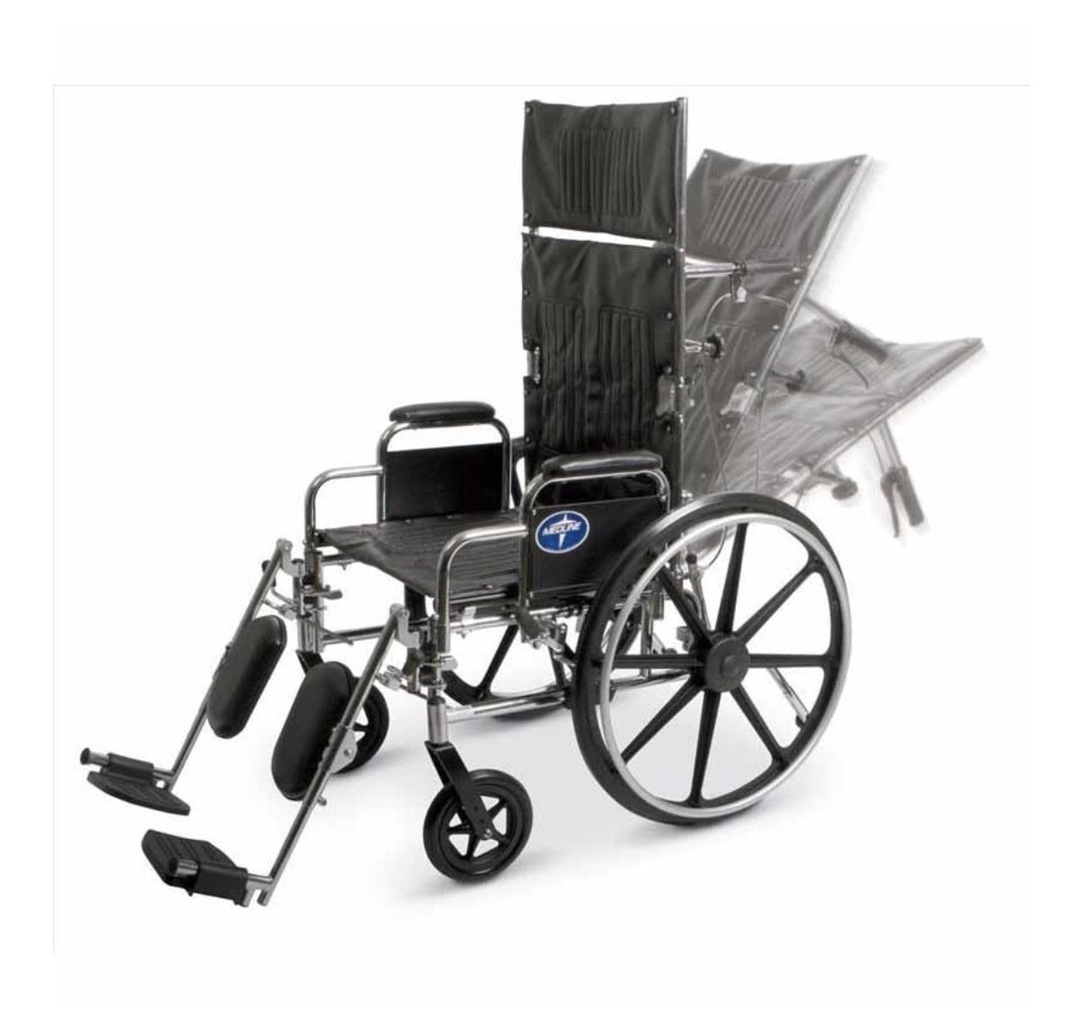 Medline Guardian Reclining Wheelchair 20” – Elevating Leg Rests