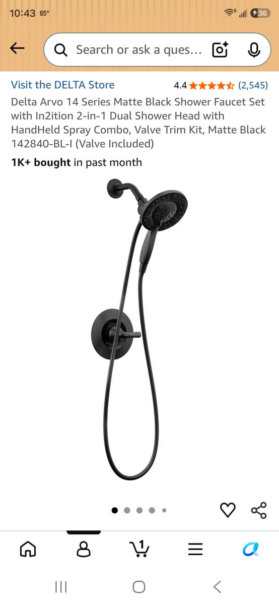 Delta Arvo 14 Series Shower Faucet Set Black Matte