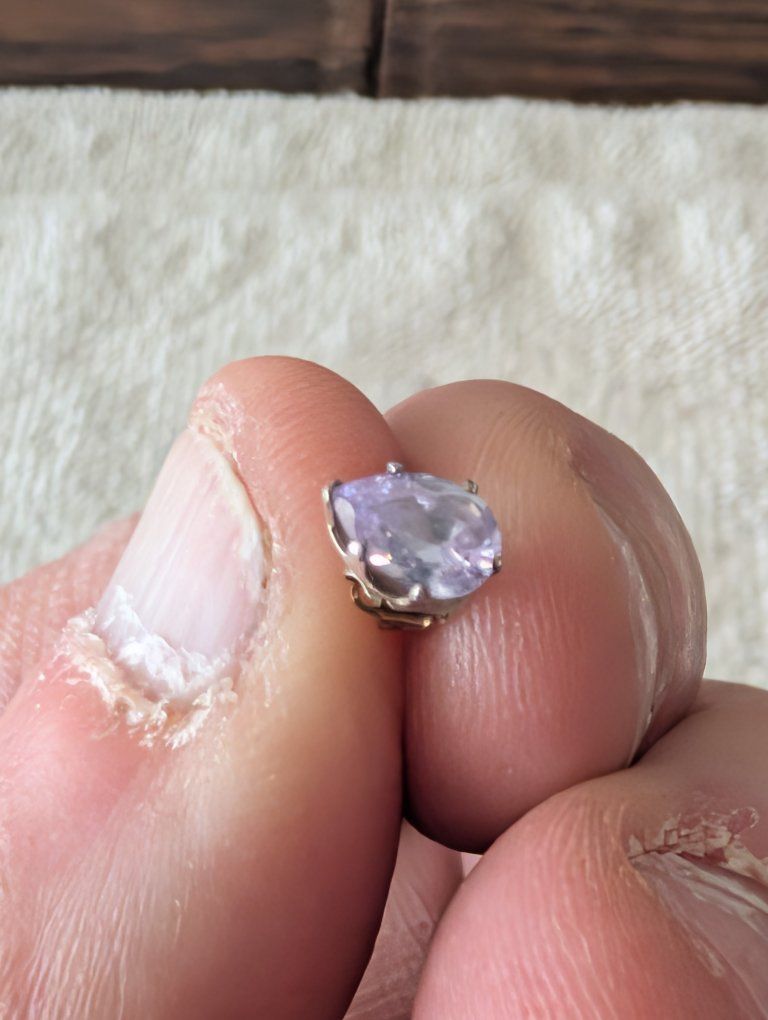 Single Purple Teardrop Gemstone Stud Earring