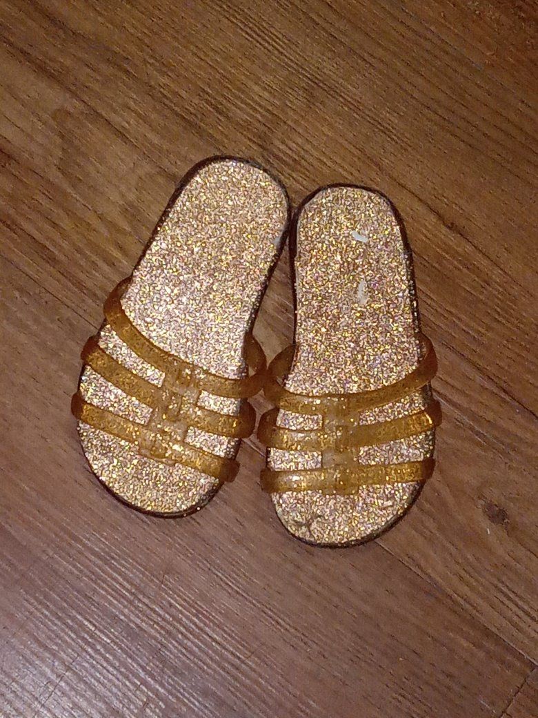Gold Glitter Sandals Slide Shoes Size 4