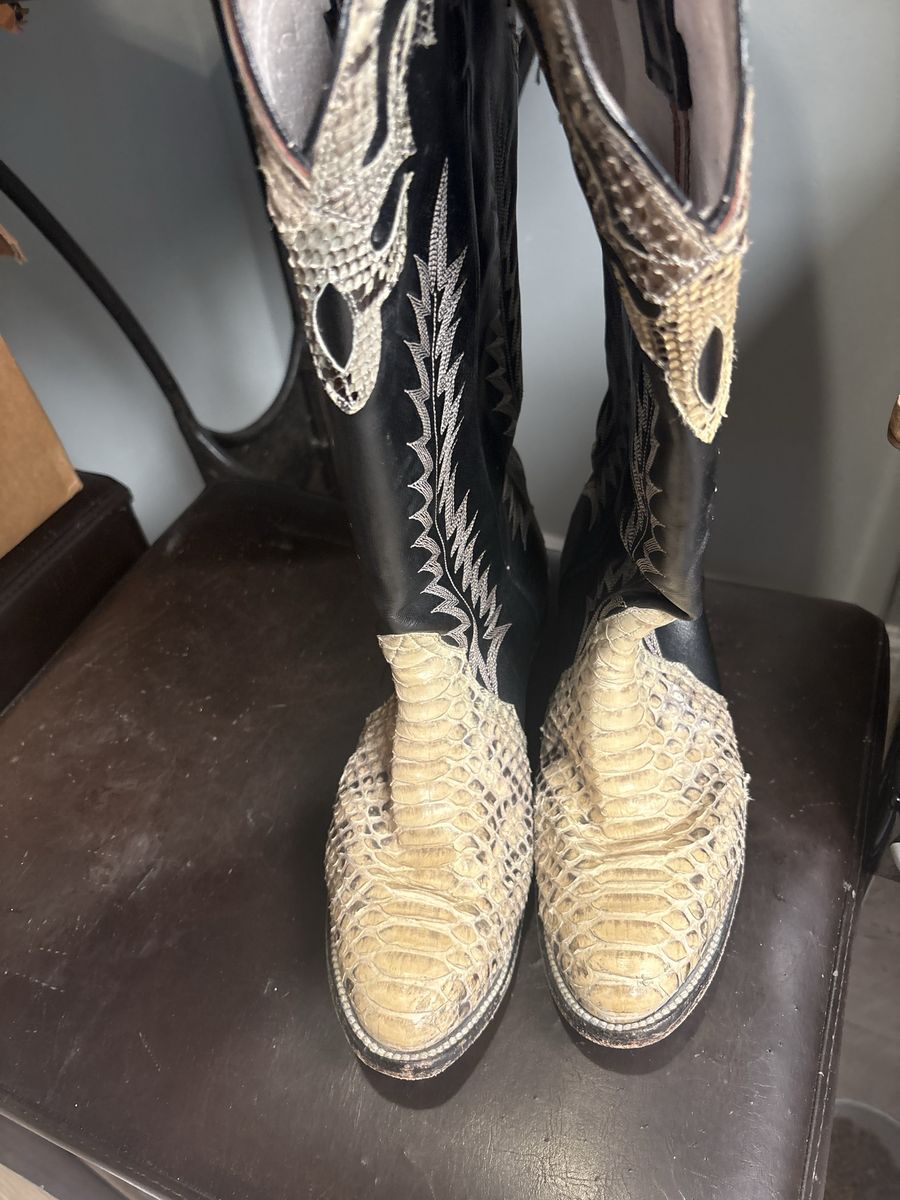 Women's Python Snakeskin Western Cowboy Boots Size 8