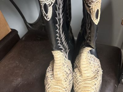 Women's Python Snakeskin Western Cowboy Boots Size 8