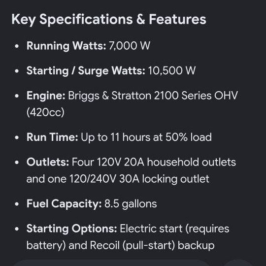 10500 watt generator