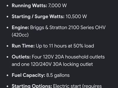 10500 watt generator