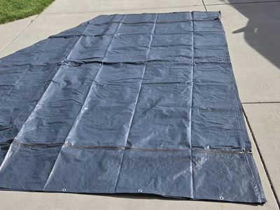NEW! Carport Replacement Cover Tarp, Ends, Sides, Roof w/Zipper Openings & Screen Windows - Gray