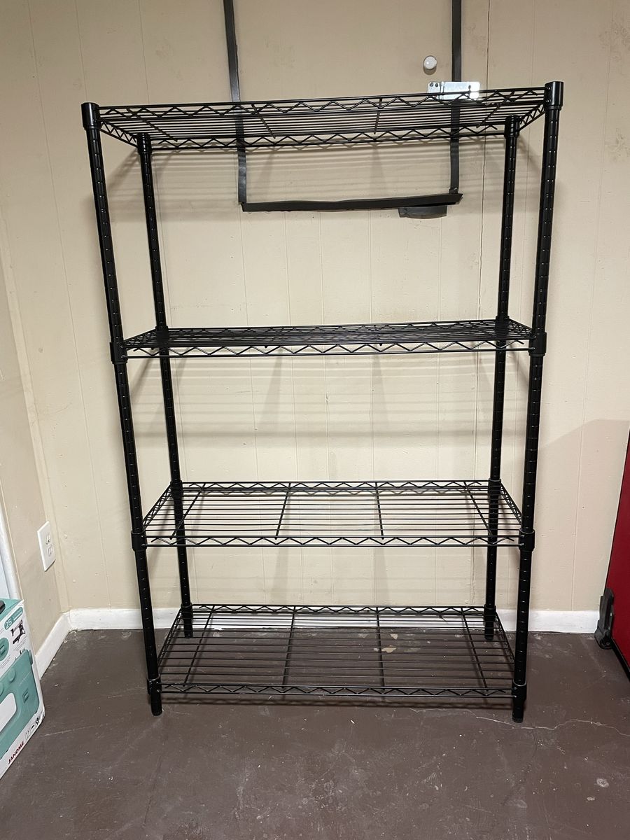 Black Metal Wire Shelving Unit - 4-Tier Heavy Duty Storage Rack