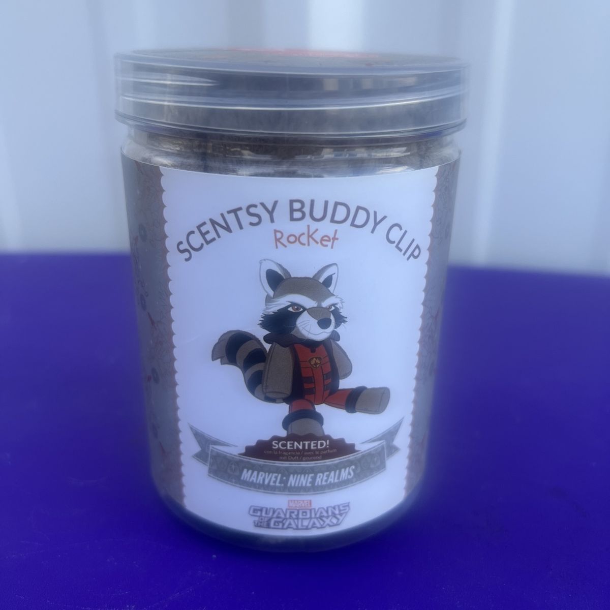 Scentsy Buddy Clip Rocket Raccoon Marvel Nine Realms Scented Clip New In Box Guardians of the Galaxy