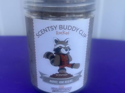 Scentsy Buddy Clip Rocket Raccoon Marvel Nine Realms Scented Clip New In Box Guardians of the Galaxy