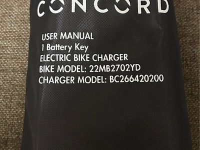 CONCORD Electric Bike Li-ion Battery Charger BC266420200 for BIKE MODEL: 22MB2702YD Cash Only Please