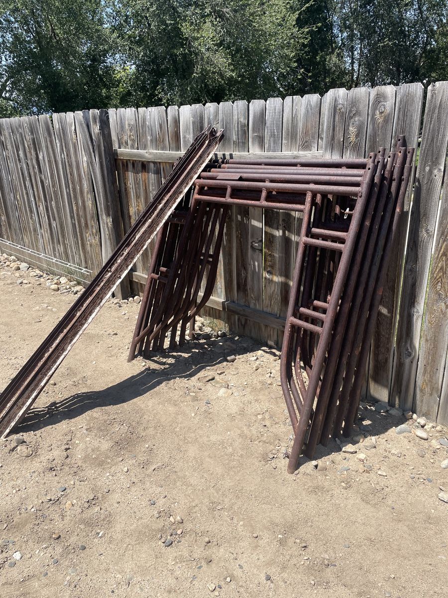 8 Sections Scaffolding with 8-Foot Cross Bars - Some rust but Solid, Ready to Use