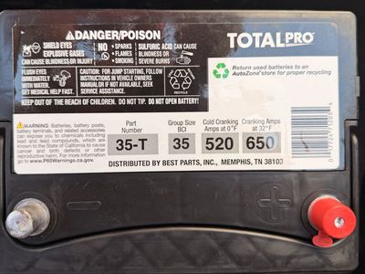 Batterie TOTALPRO 35-T Group Size 35 Car Battery - 520 CCA / 650 CA - May 2026 Date