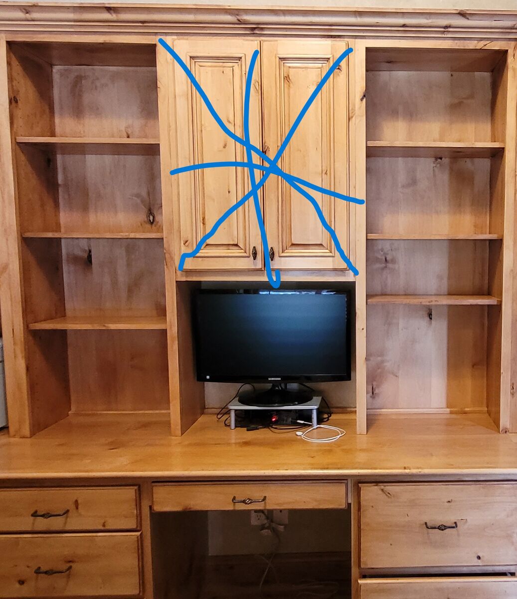 Real wood shelves and cabinets