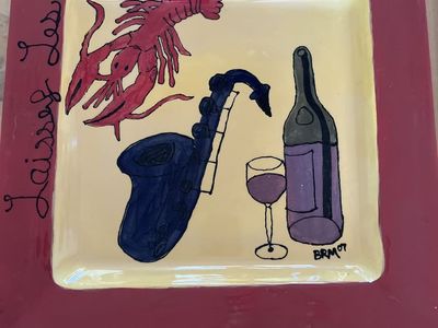 Two large glass serving trays