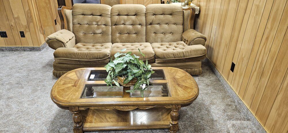 Living Room Set – Sofa, Chair, Ottoman, Tables