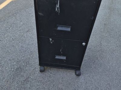 Black 2-Drawer Metal Filing Cabinet with Lock & Wheels(no key)