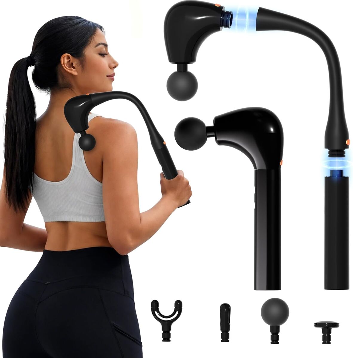 NEW 2-in-1 Detachable Massage Gun Deep Tissue, Back Massager for Pain Relief Deep Tissue with 4 Heads & 5 Intensity Levels