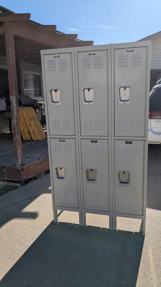 Vintage Industrial Metal Lockers – 3 Wide – Heavy Duty Steel – $325 OBO