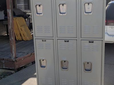 Vintage Industrial Metal Lockers – 3 Wide – Heavy Duty Steel – $325 OBO
