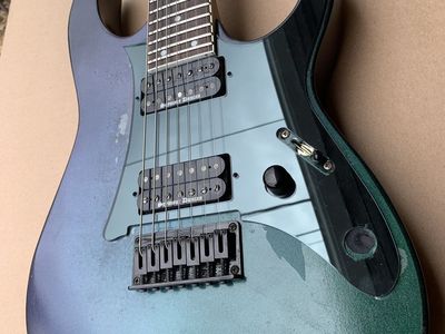Ibanez RG7321 7-string. Duncan Black Winters. Rattle can paint job riff machine.