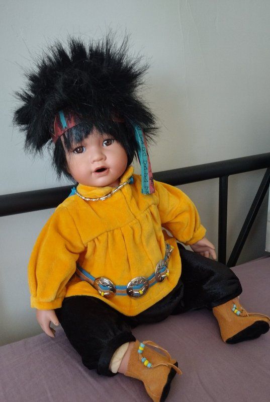 Ashton-Drake Galleries Native American Porcelain Doll - Raven, Artist Yolanda Bello, 17-inch