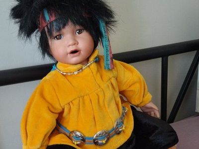 Ashton-Drake Galleries Native American Porcelain Doll - Raven, Artist Yolanda Bello, 17-inch