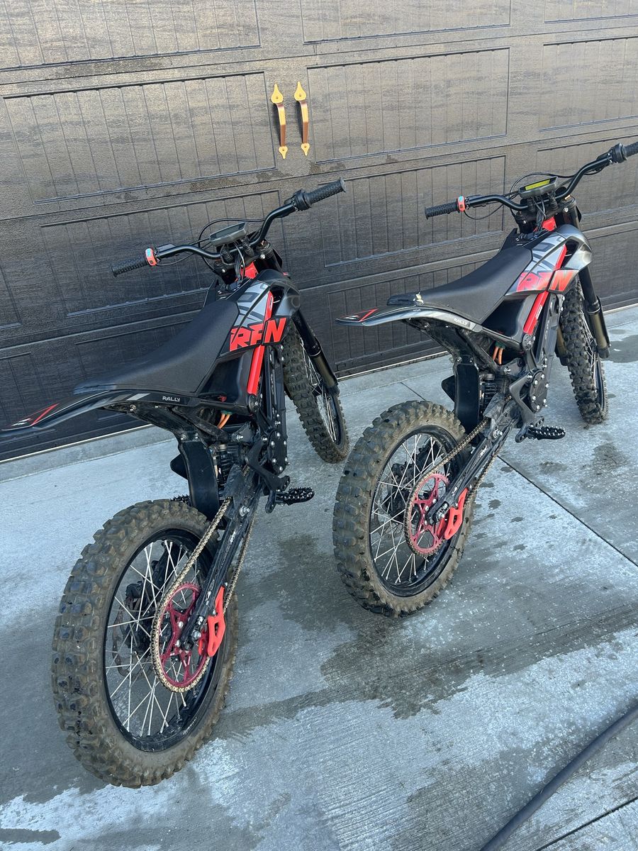 Pair of RFN Ares Rally Electric Dirt Bikes. Low Miles