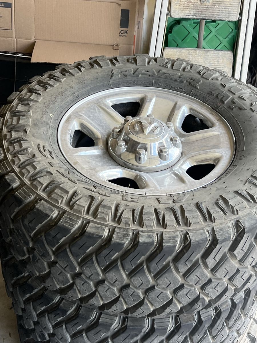 RAM Factory Wheels with 35x12.5R17LT Tires - Set of 4, Used Good Condition, All-Terrain Tread
