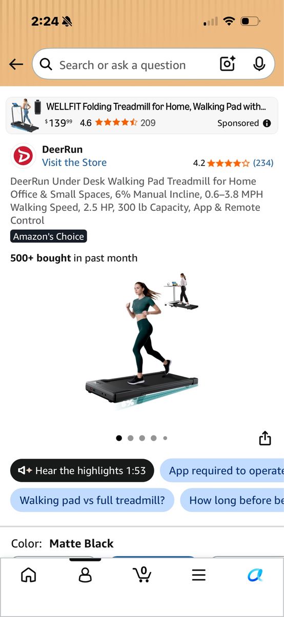 DeerRun Under Desk Walking Pad Treadmill with Incline & Remote