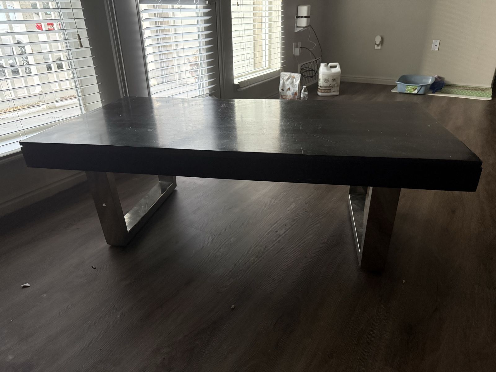 Modern Black Coffee Table with Metal Legs