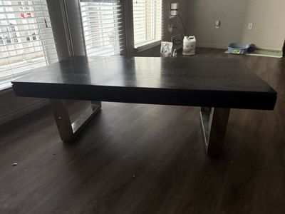Modern Black Coffee Table with Metal Legs