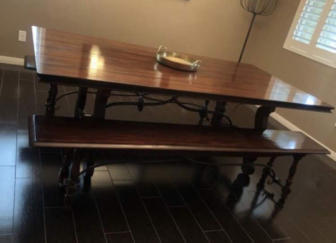 West Elm Solid Wood Dining Table Set with Benches – Seats 8-10