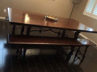 West Elm Solid Wood Dining Table Set with Benches – Seats 8-10