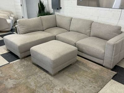 COSTCO DRAYDEN FABRIC SECTIONAL WITH OTTOMAN!!