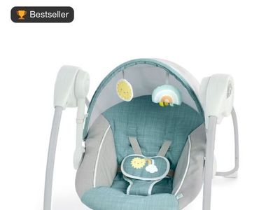 Ingenuity Sun Valley Portable Baby Swing - Teal, Canopy, 5-Point Harness, Battery Operated