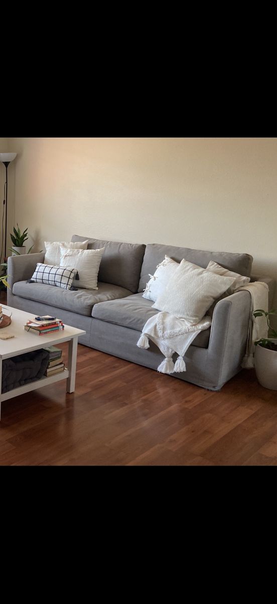 Gray Fabric Sofa - Comfortable Living Room Couch