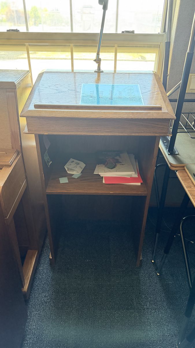 Wood Podium - Used by Skyline High Seminary - Must Go by 3 pm on 7/14/26
