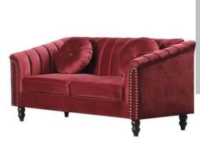 beautiful velvet burgundy red loveseat