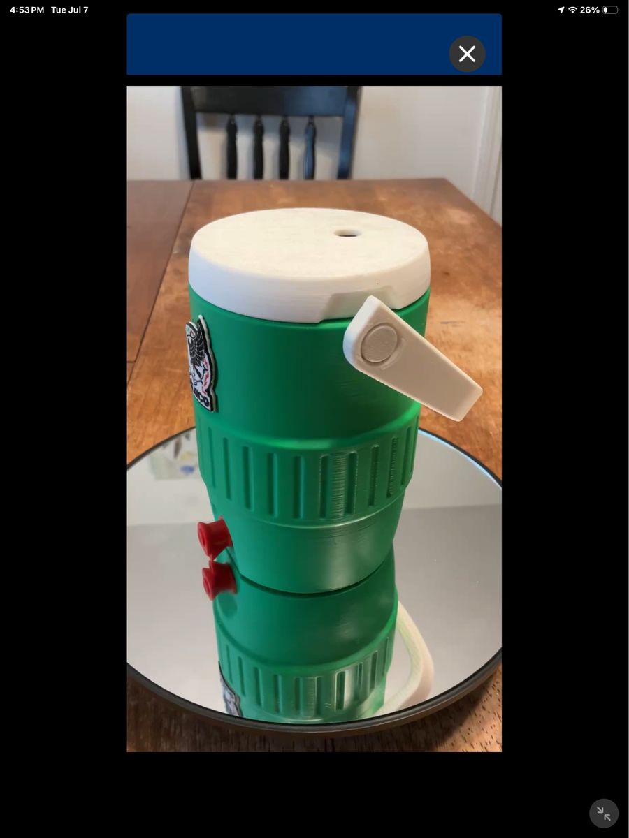 Green & White Beverage can Cooler Jug with Handle - soda can