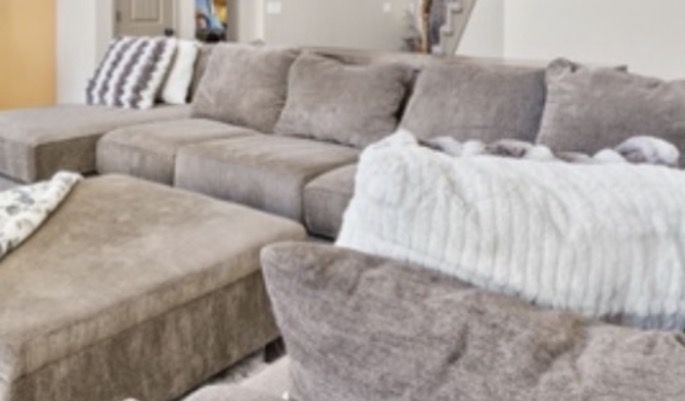 Large Sectional Sofa With Lounger And Large Ottoman