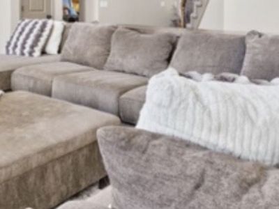Large Sectional Sofa With Lounger And Large Ottoman