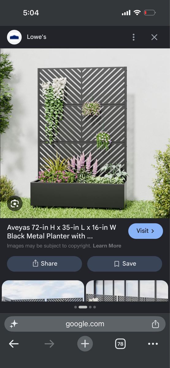Aveyas 72" H Black Metal Planter with Trellis - New Condition